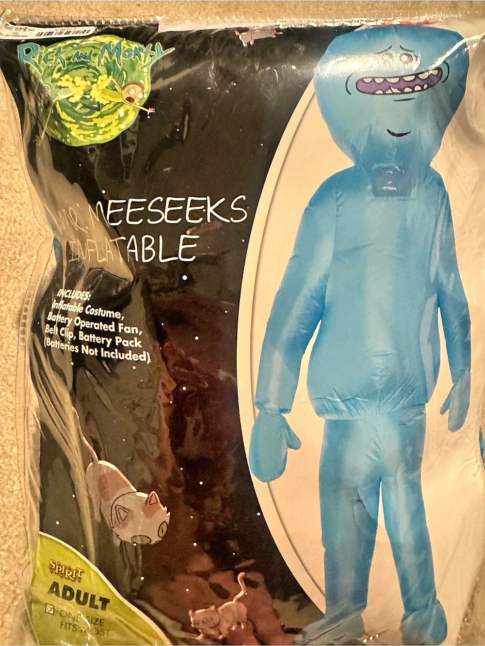 Spirit Halloween Rick and Morty Meeseeks Inflatable Costume Adult One Size NWT